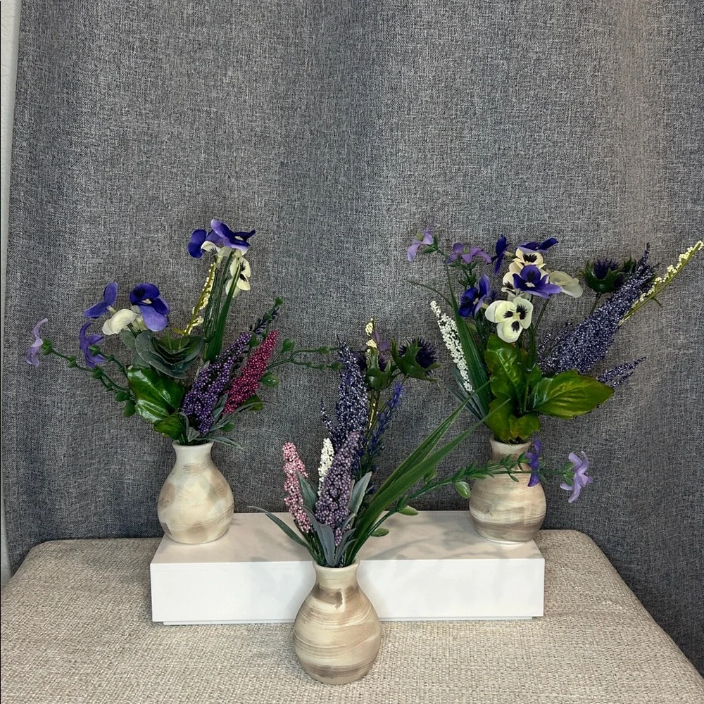 Ceramic Vase Set with Flowers